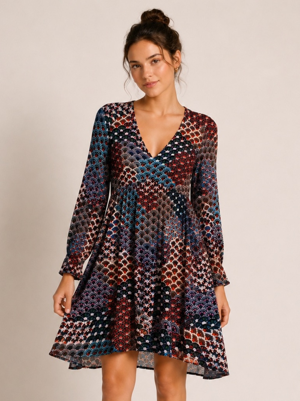 Anthropologie Maeve Monaco Empire Fan Print Dress Small